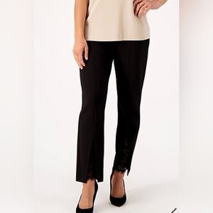 NWOT Susan Graver Occasions Regular Ponte Slim Leg Pants w/Lace Inset